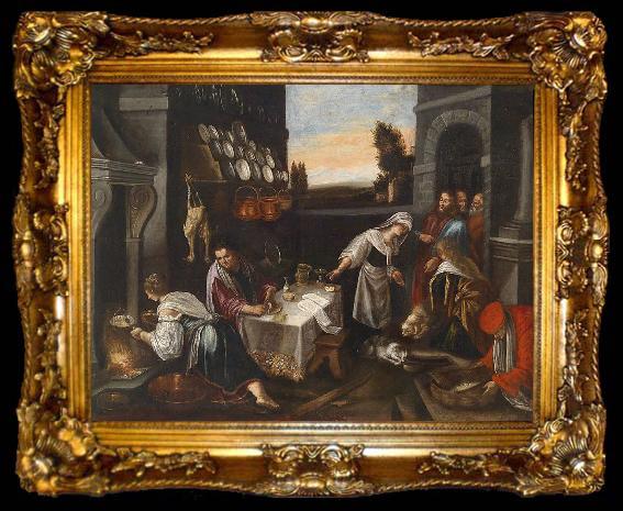 framed  Follower of Jacopo da Ponte Christ in the house of Martha and Mary, ta009-2